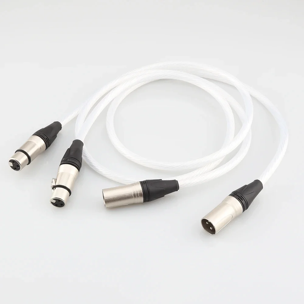 Фото Высококачественный чистый посеребренный кабель 5N OCC Hi-Fi 2 XLR «папа» на 2 XLR «мама» Кабель балансировочного кабеля №4
