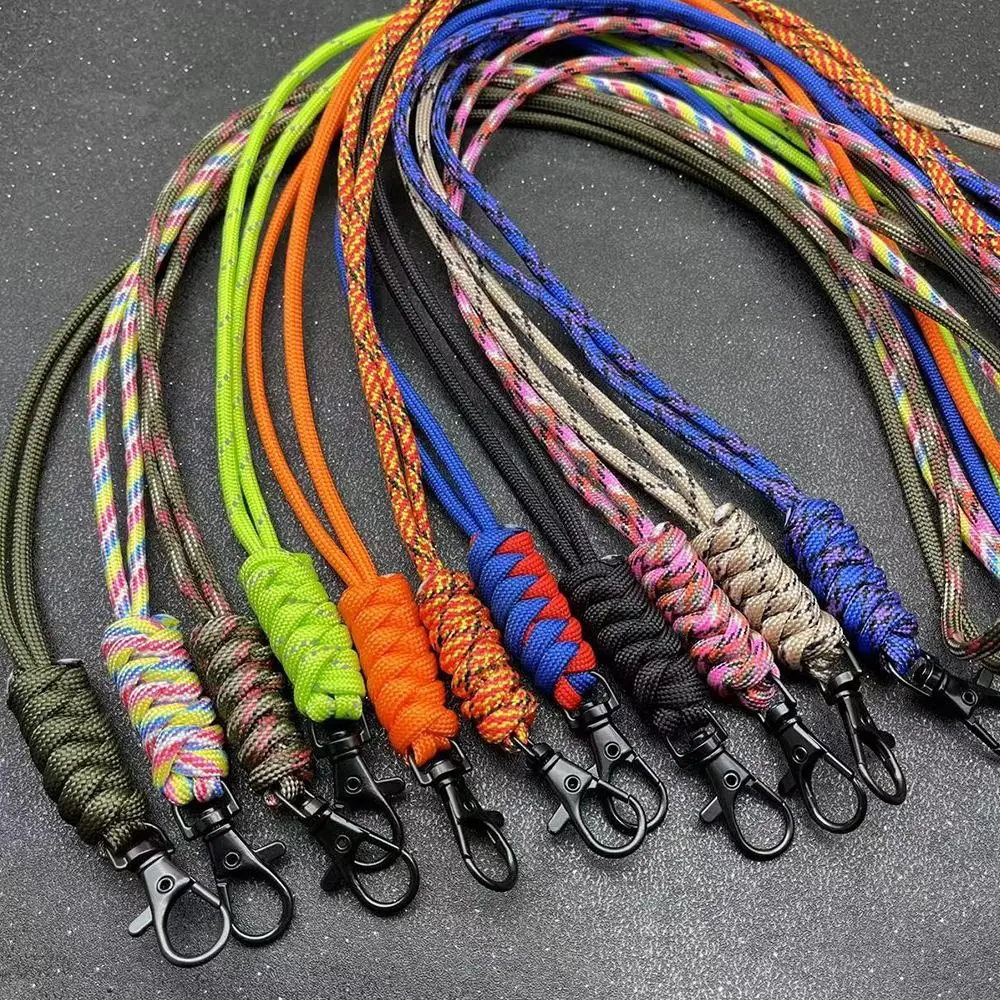 

High Quality High Strength Self-Defense 10 Styles Parachute Cord Key Ring Paracord Keychain Lanyard Rotatable Buckle