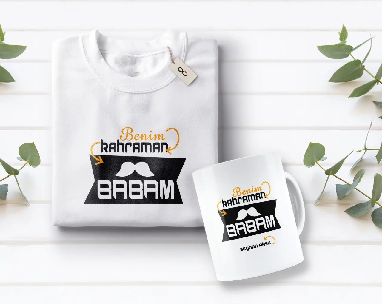 

Персонализированные мой герой папа дизайн белая футболка и кружка Seti-1