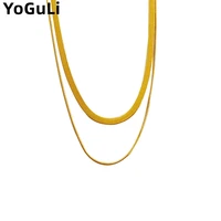 fashion jewelry double choker necklace 2022 new trend golden silvery autumn winter chain necklace for girl lady gifts
