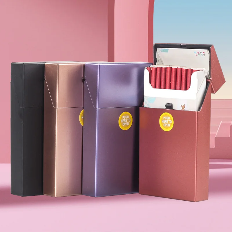 New 1pcs Plastic One-Hand Operate Cigarette Case 100mm 100S 8-14 Capacity - Black | Accessories