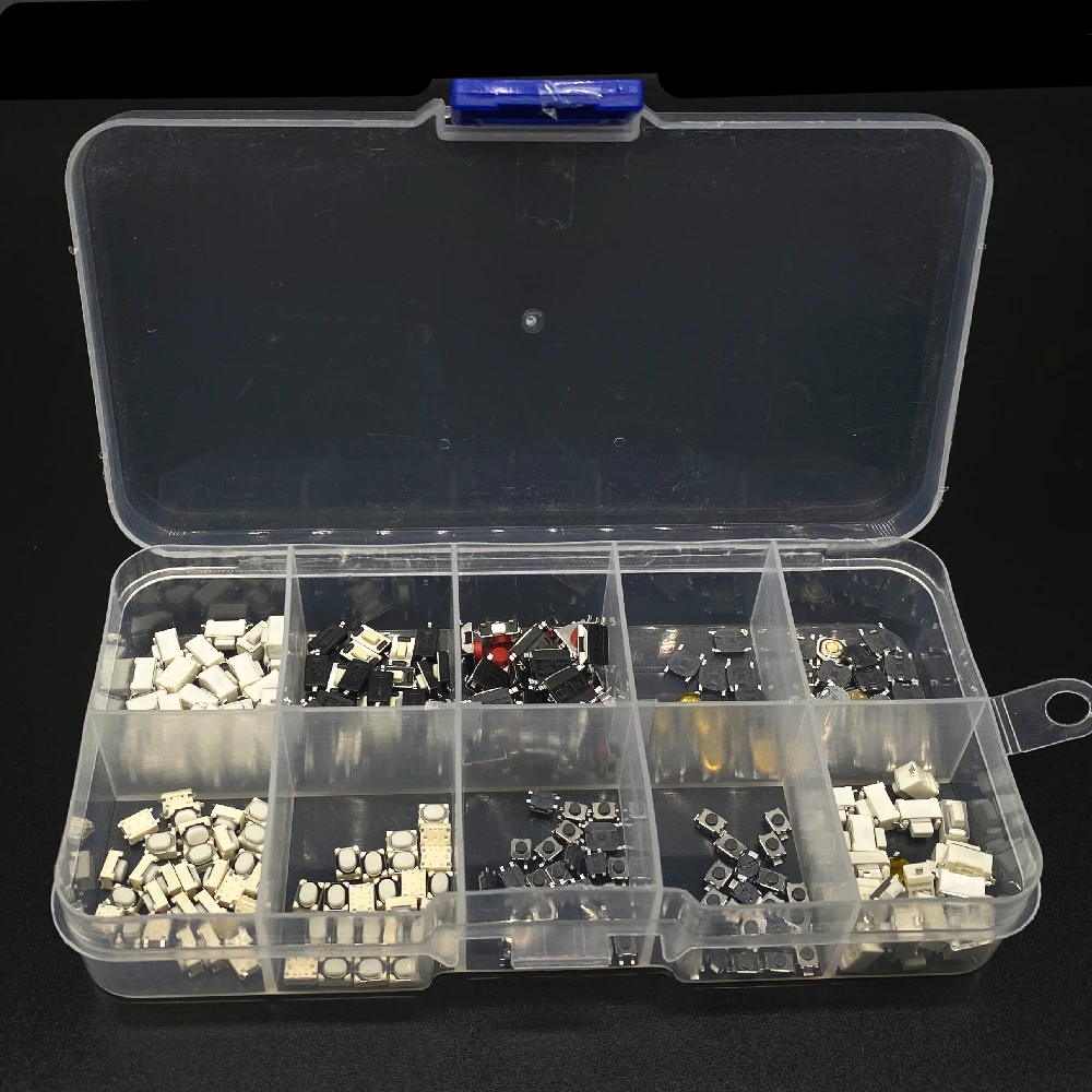 250 шт/коробка Микро Переключатель Разнообразные Нажимные Кнопки Tact Сброс 25 Типов Мини Лист SMD DIP 4*4 3*6 3*4 Комплект для Diy on.