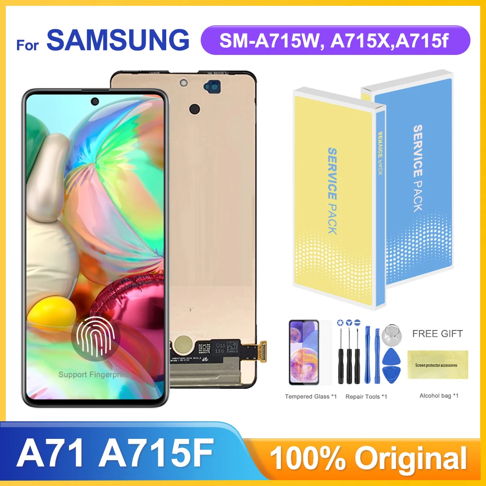 

Super AMOLED 6,7 ''A71 экран с отпечатком пальца, для Samsung Galaxy A71 A715 A715F ЖК-дисплей с сенсорным экраном дигитайзер