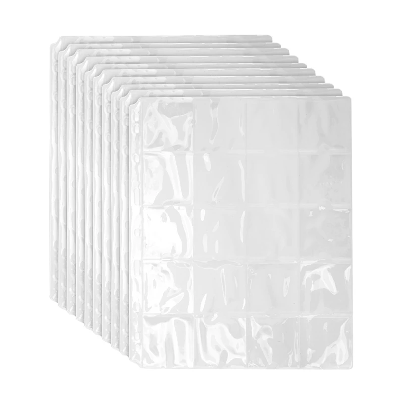 

10 PCS 20 Pockets Classic Coin Holders Folder Pages Coin Holder For Storage Album Clear Storage Organizer Bag