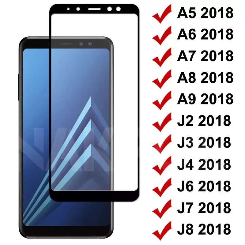

9D Tempered Glass on For Samsung Galaxy A5 A7 A9 J2 J3 J7 J8 2018 Glass A6 A8 J4 J6 Plus 2018 Screen Protector Glass Film Case 2