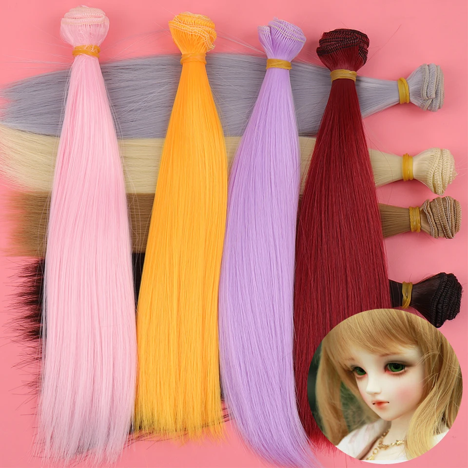 

BJD SD Wigs DIY Hair for Dolls 25*100cm Brown Black Pink Hair Long Straight High Temperature Fiber Wig Girls Boys Hair for Doll