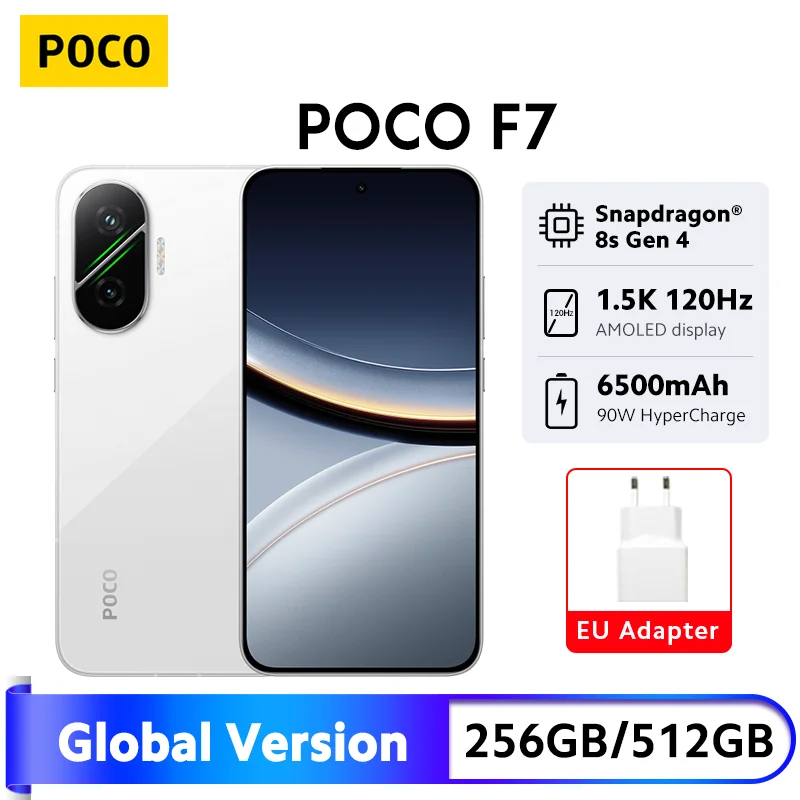 Фото Смартфон POCO F7 5G Global Version Snapdragon ®  8s Gen 4, 6500 мАч, 90 Вт HypeCharge, 6,83 дюйма, AMOLED-дисплей, 50 МП, NFC №1