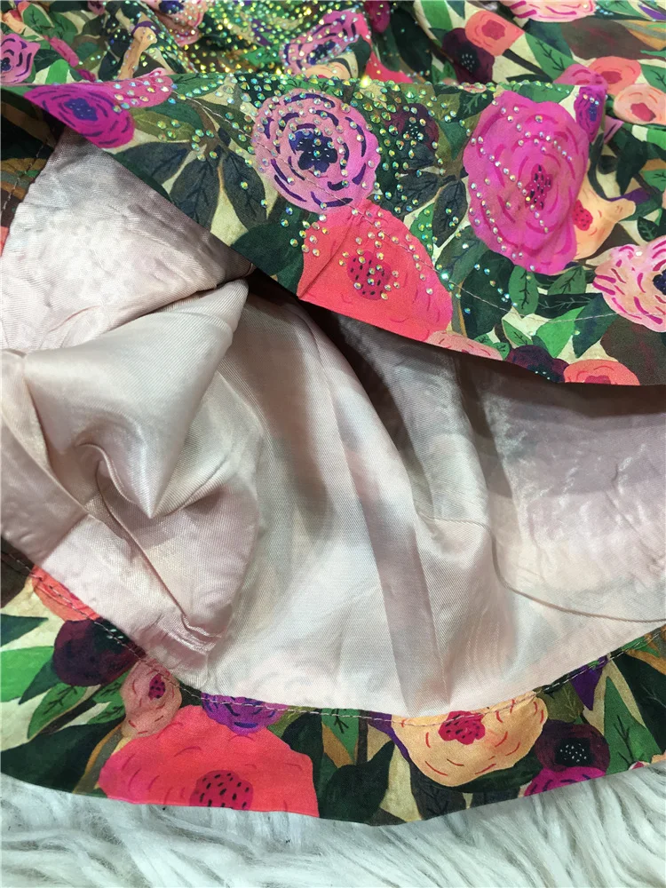 2023 New Fashion Summer Women Hot Shorts Hot Drilling Printed Floral Wide Leg Pants All-match Elastic High Waist A-line Shorts