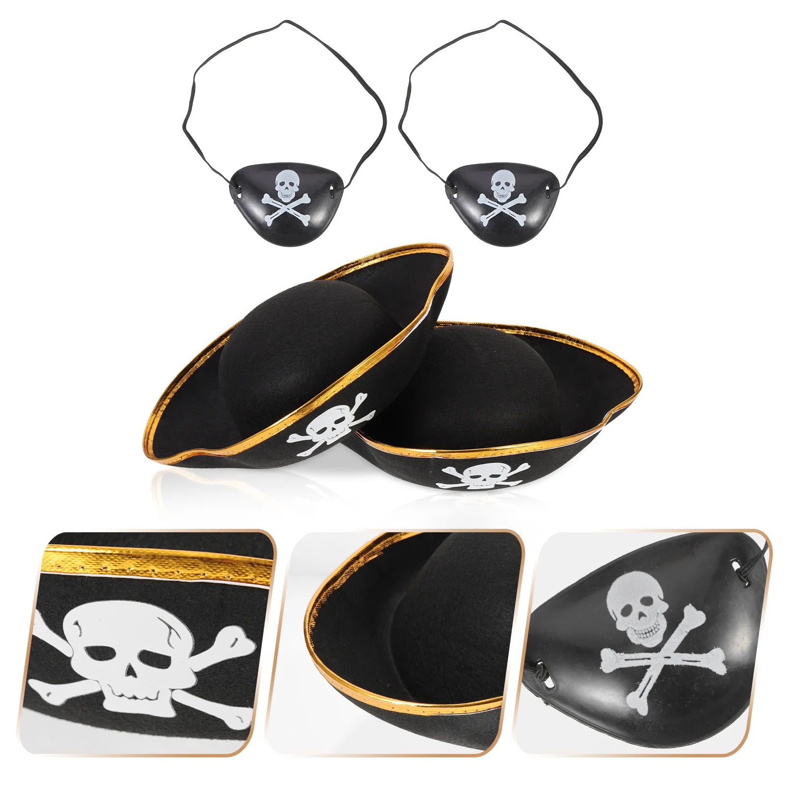 

4 Pcs Print Eye Mask Gooders Men Lazy Eye Patch Outfit Men Pirate Captain Hat Pirate Ship Captain Pirate Hat