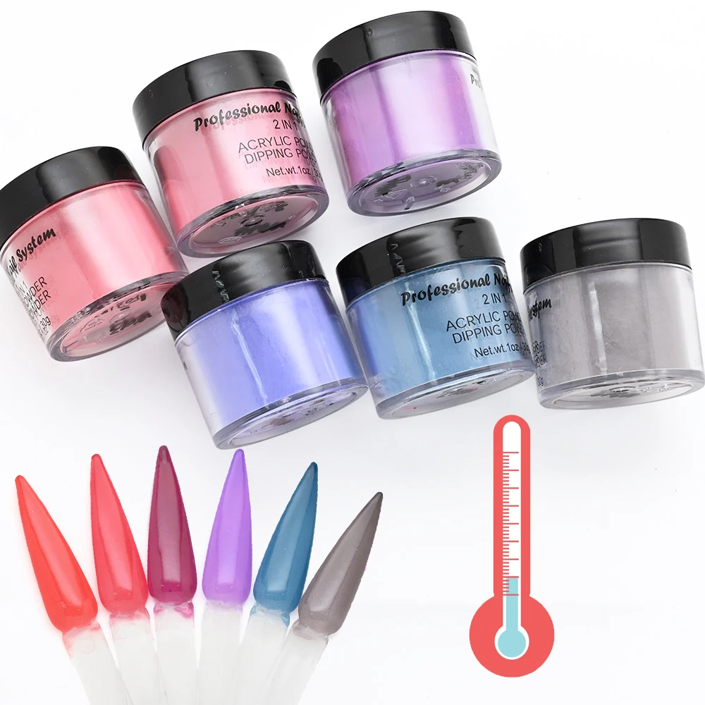 

1OZ Temperature Mood Changing Colors Nail Powder Fine Dipping Powder Dip Powder Color Collection Glitter Color Shift Nail Dust