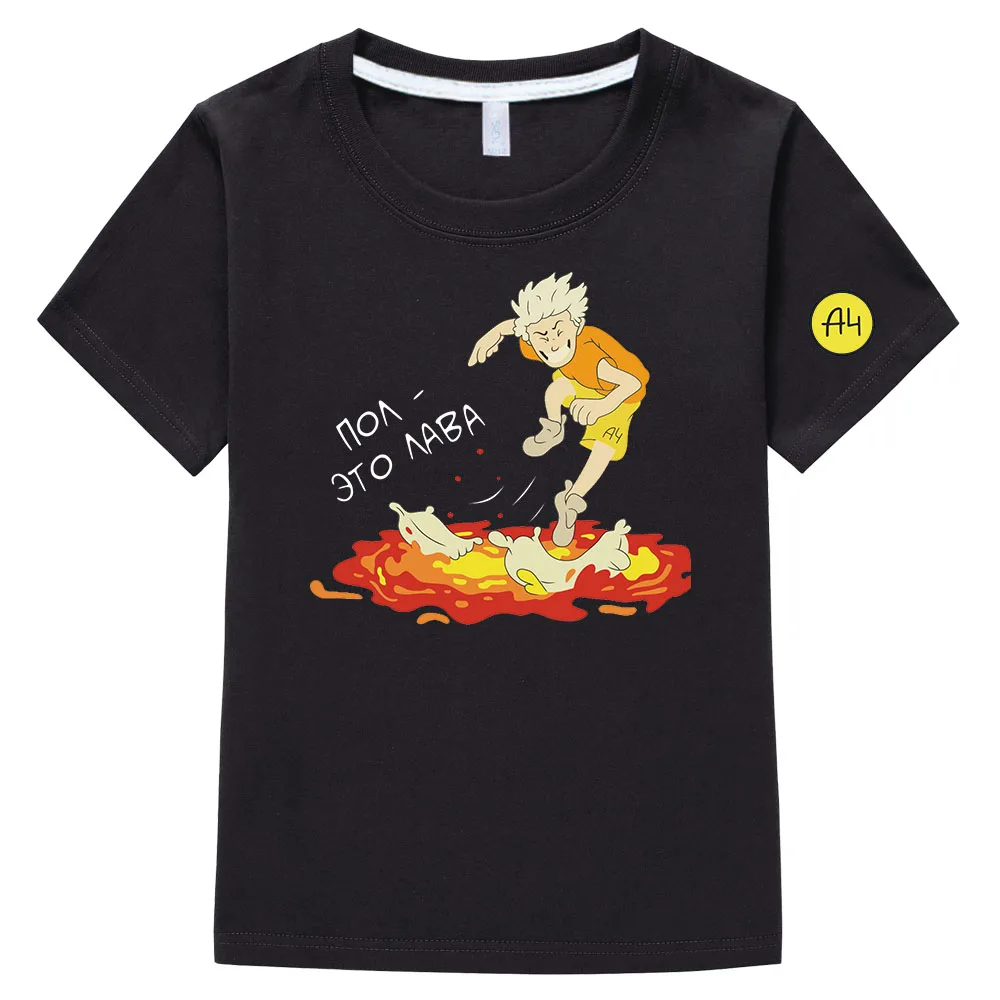 

A4 T-Shirts Cotton Printed Casual T Shirt Summer Short Sleeve for Boys Boutique Kids Clothing 100% Cotton Tops Girls of 14 Years