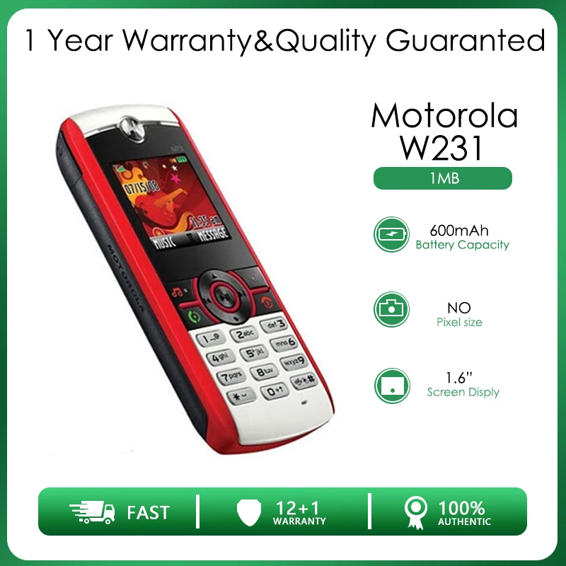 Motorola W231 Восстановленный Оригинальный разблокированный GSM 900 / 1800 1 - Цена: 34.99