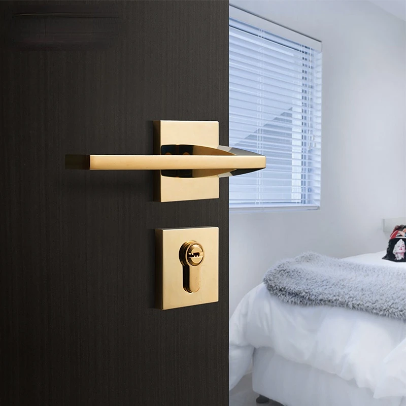 

Квадратный дверной замок ZUIDI 8037 PVD для домашней комнаты, набор деревянных ручек для дверного замка для ванной комнаты, врезной рычаг, дверная ручка для межкомнатной двери