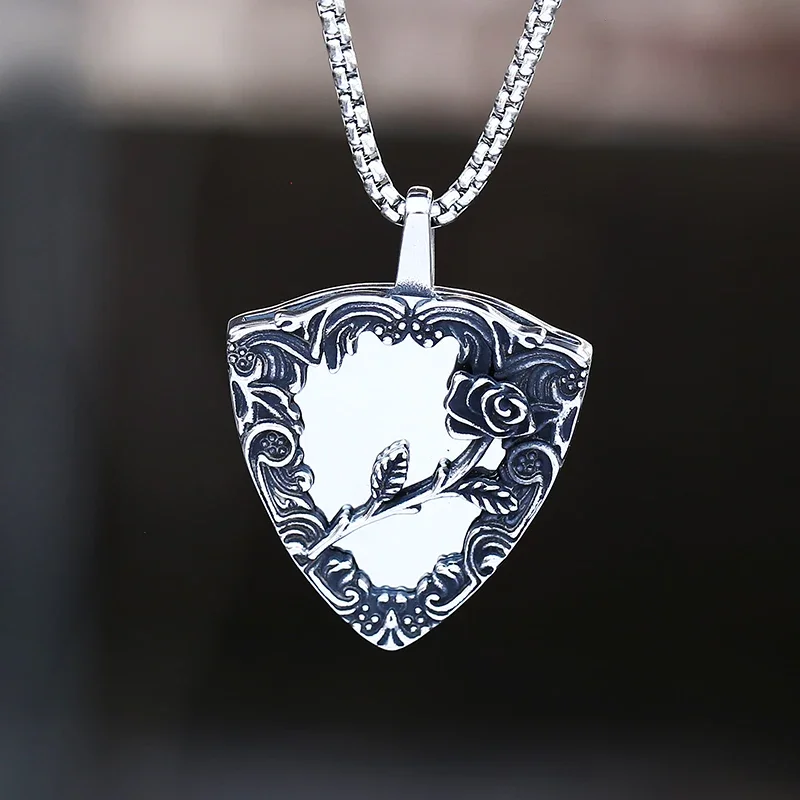 Мужское ожерелье из нержавеющей стали 316L с подвеской в виде зеркала цветами