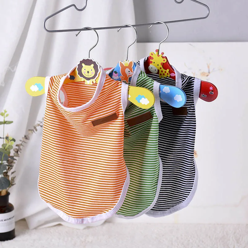 Летняя полосатая жилетка для домашних животных Модная хлопковая футболка одежда