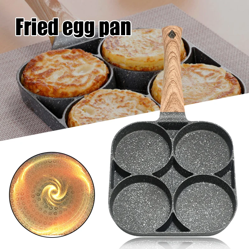 

Новая 4 чашки сковорода для яиц с антипригарным алюминиевым покрытием Сковорода для яиц Сковорода для блинов многофункциональная для обжар...