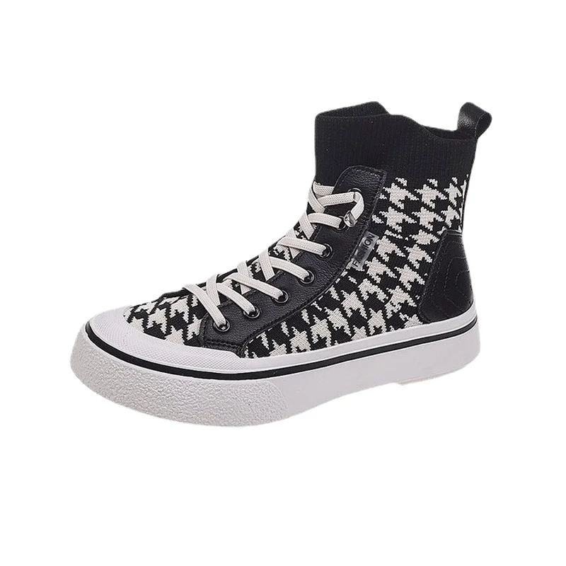

Popular Women's Shoes Houndstooth High-Top Shoes Women New Mesh Platform Shoes Comfortable Light Elevated Casual Shoes Sneaks