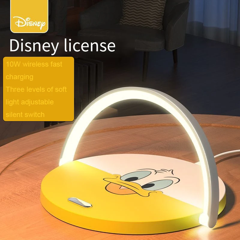 

Genuine Disney Mickey Mouse Wireless Charger Night Light Donald Duck Cartoon Romantic Kawaii Cute Girl Student Birthday Gift