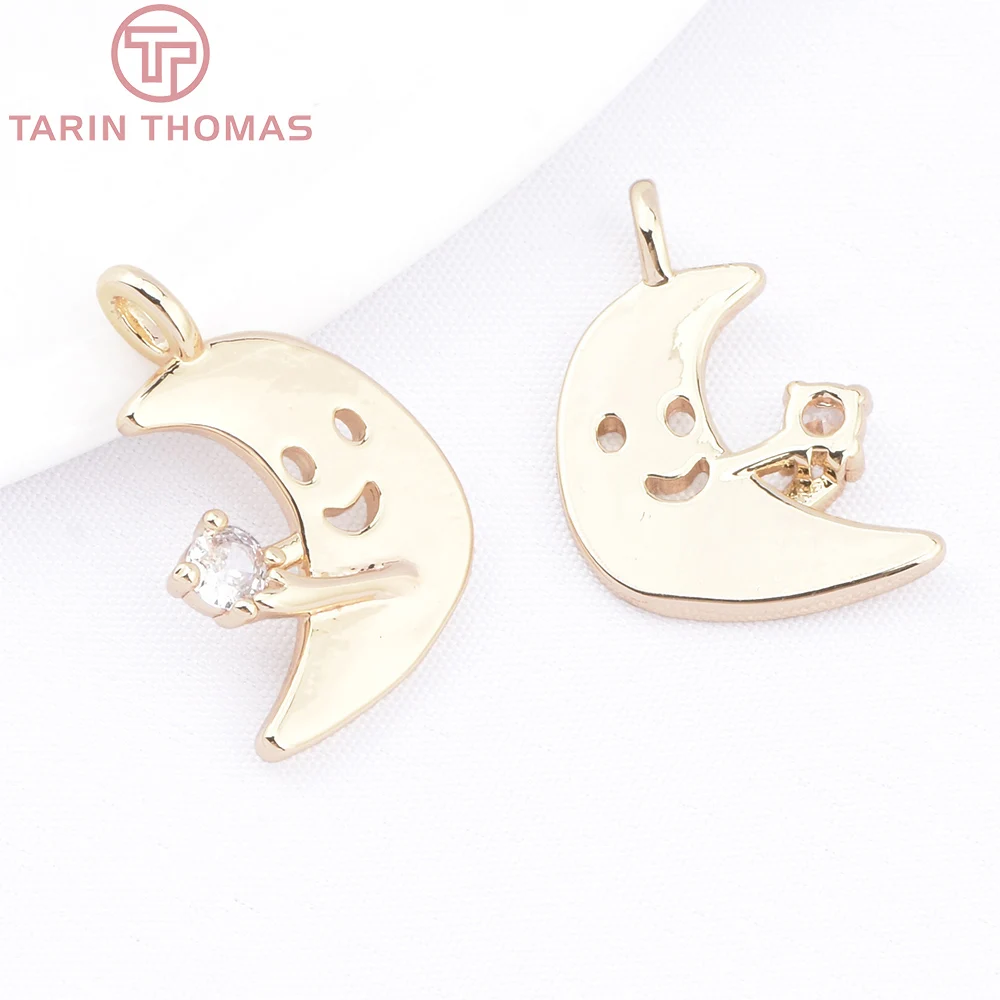 (9316) 24-каратное золото латунь с цирконом подвески в форме луны звезды снежинки