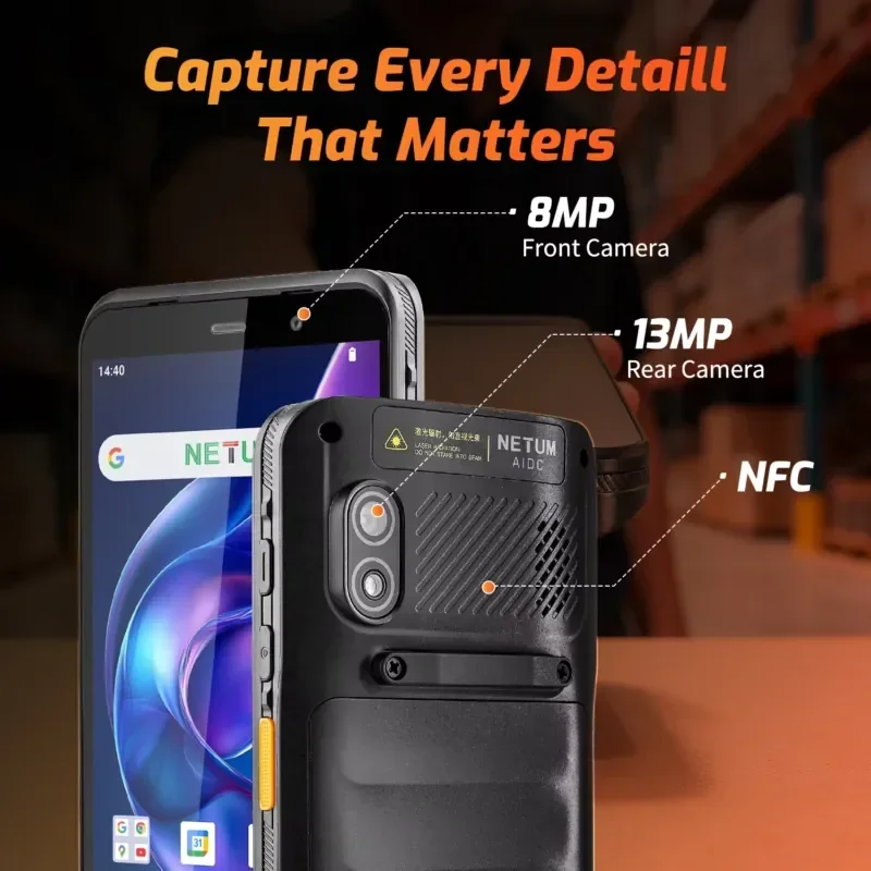 Фото Новейший промышленный терминал сбора данных Netum Q900 RFID на Android 14.0, защищенный, для склада, 2026 год №5