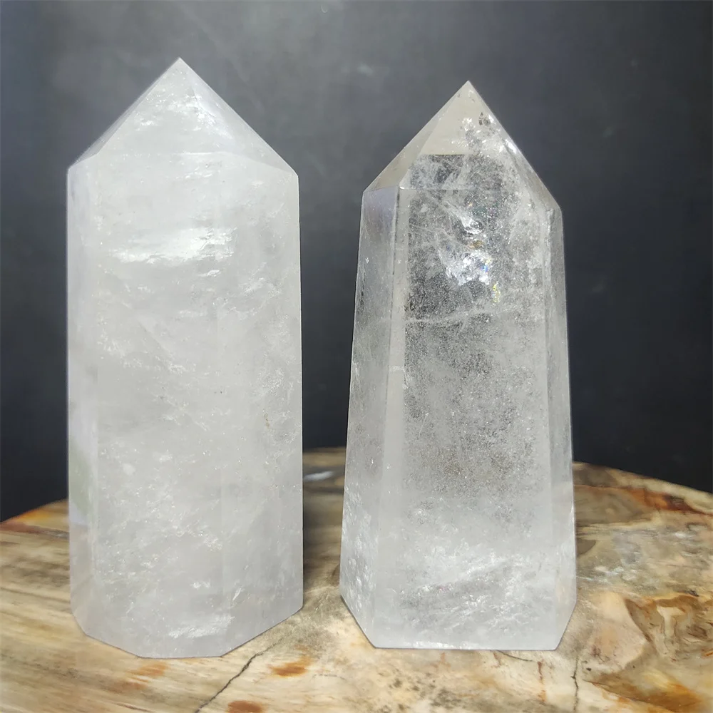 

Natural Clear Quartz Column Wand Hexagonal Obelisk White Crystal Tower Healing Energy Stone Polished Crafts Ornament Minerals