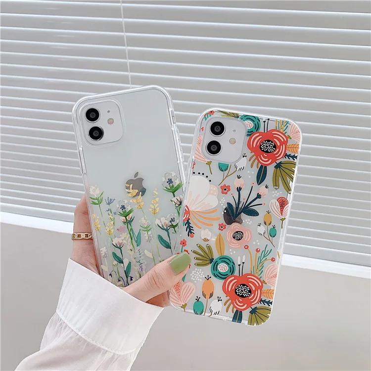 

Spring And Summer Flowers Suitable For Iphone12promax Mobile Phone Case Apple 11 Protective Cover Xr Transparent Full Package 13