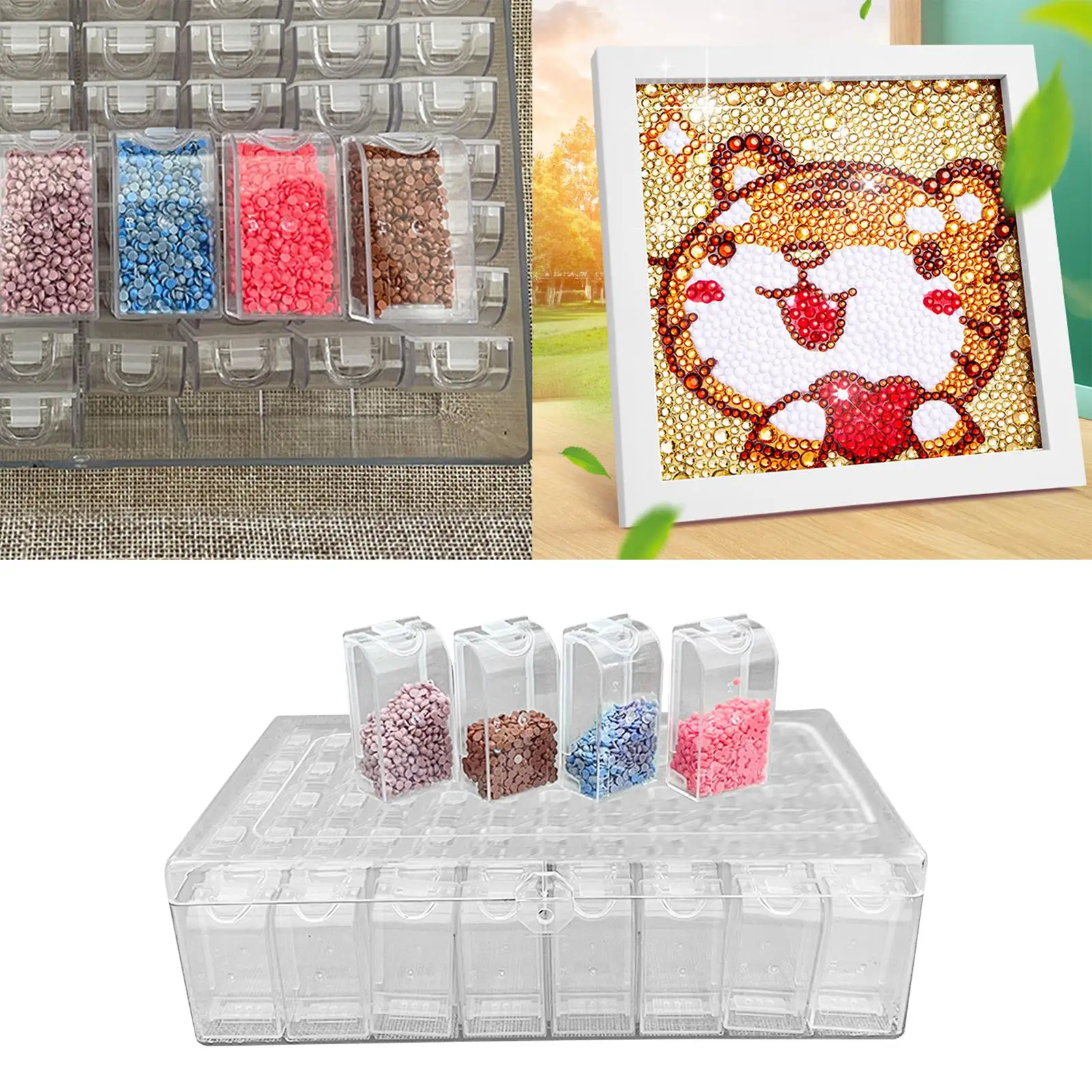 

Clear Organizer Box Plastic Compartments Storage Bead Storage Containers Set for Ribbon Fishing Tackles Jewellery Beads Sewing