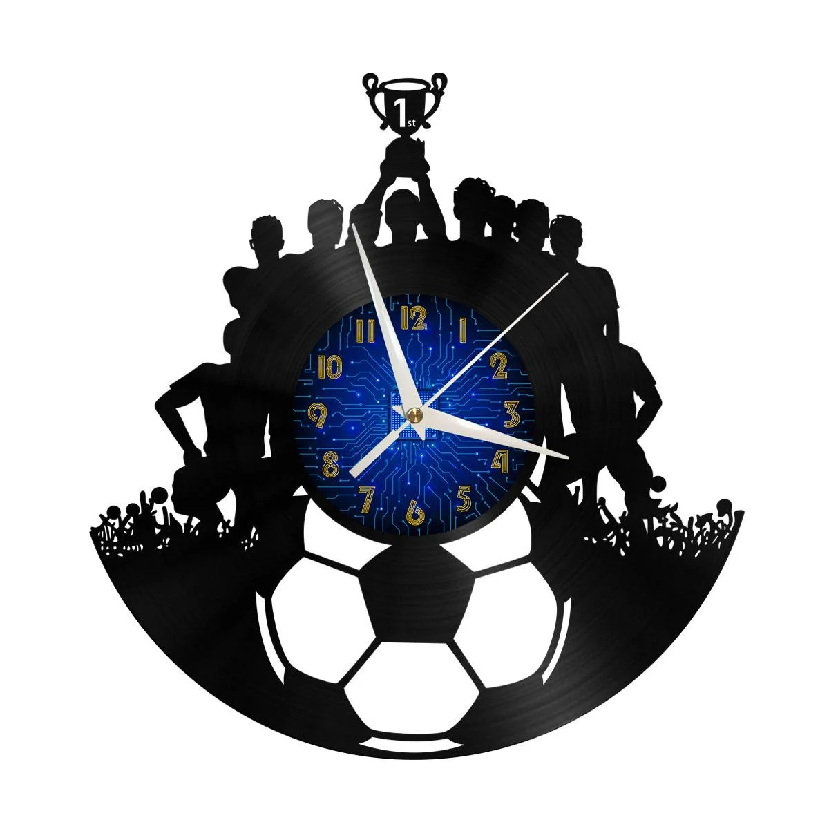 

Play Football 4 Vinyl Wall Clock, Vinyl Record LED Clock Wall Art Black 12 Inch for Living Room Bedroom