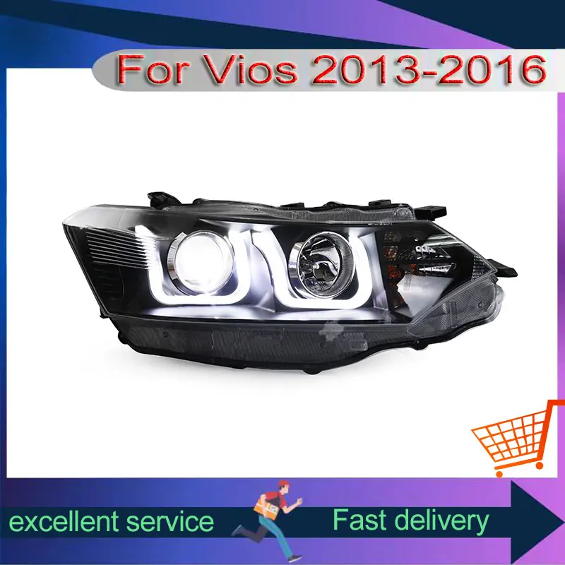 Модифицирующая автомобильная фара для Toyota Vios 2013-2016 сборка со светодиодной
