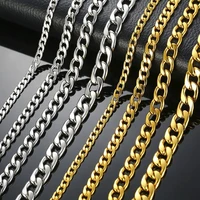 houwu fashion jewelry multi size and color miami cuban curb necklace stainless steel link chain