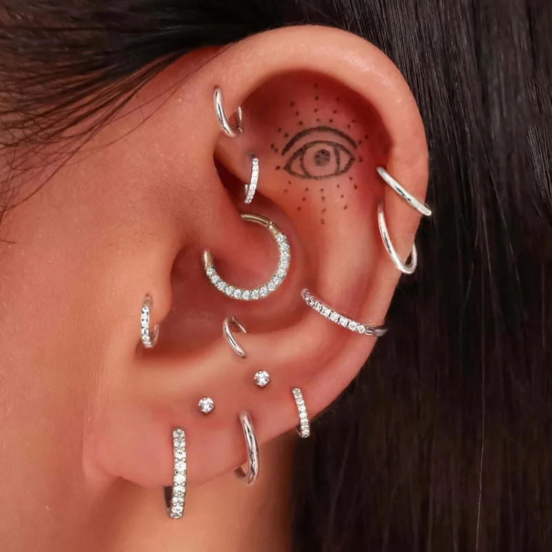 Stainless Steel Hoop Piercing Earring For Women Zircon Conch Tragus Rook  Daith Lobe Ear Ring Cartilage Septum Piercing Jewelry