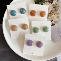 fashion new solid color acrylic round earrings for women simple quicksand stud earrings jewelry gift