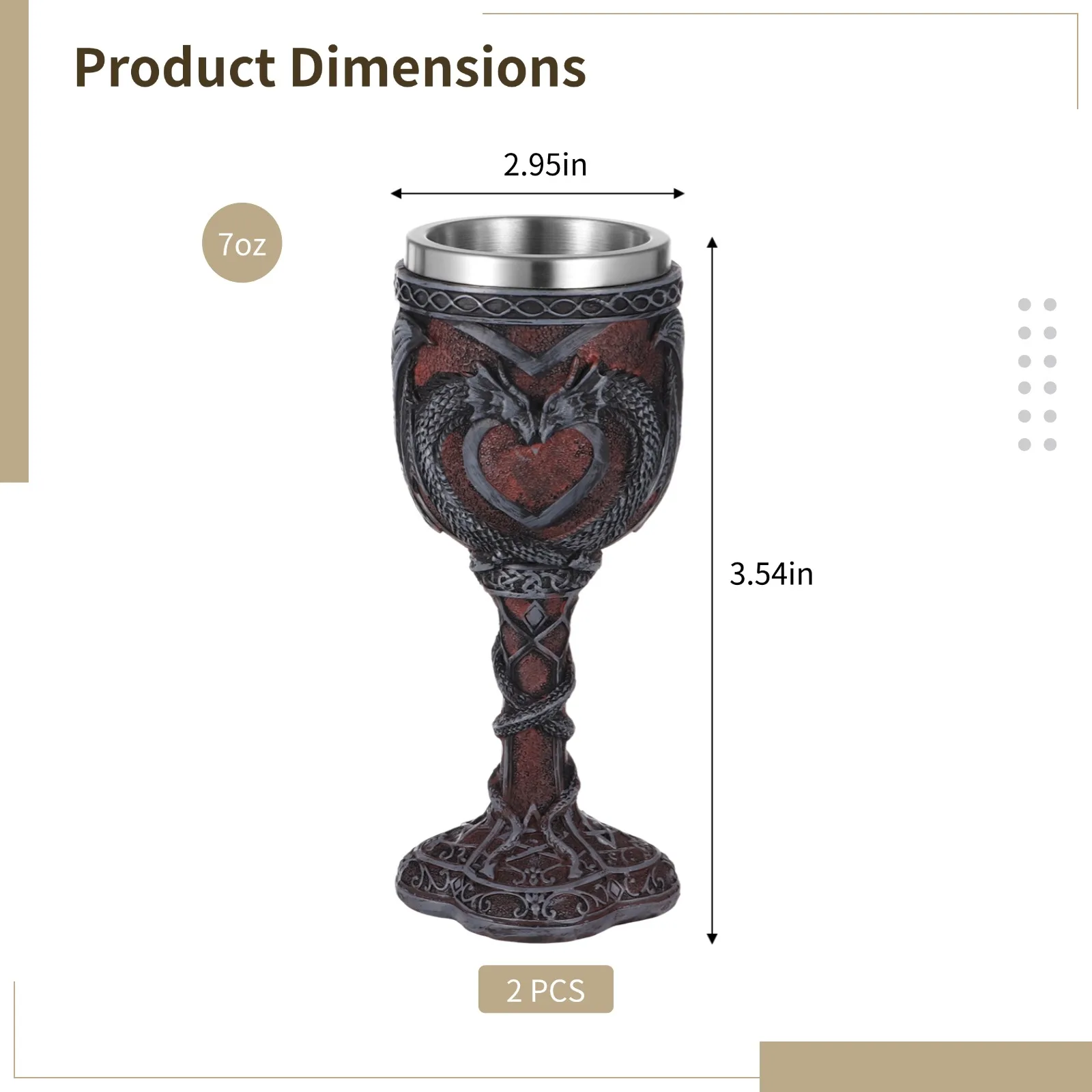 2 шт. средневековые бокалы для вина двойные чашки дракона 7 унций готические питья