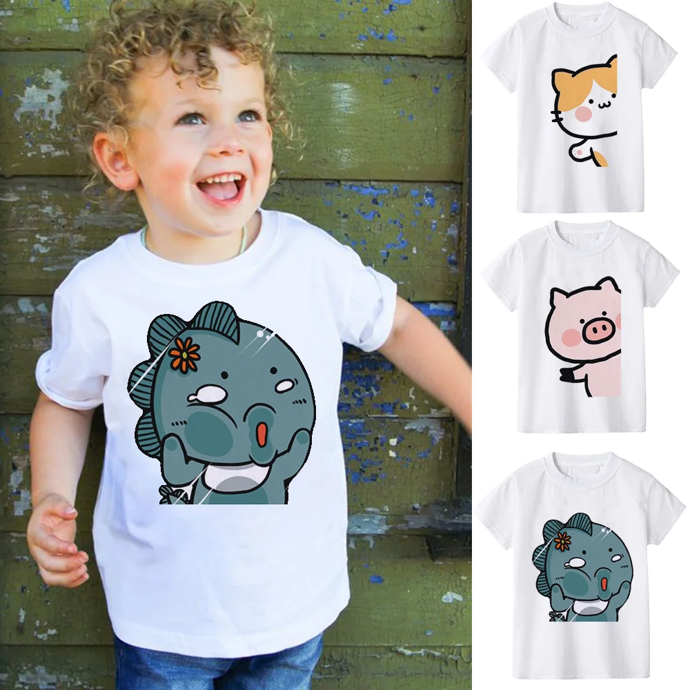 Boys Girls T-Shirt Cartoon Koala Say Hello Printing Toddler Shirts Fashion Girls Tee Harajuku Design Short Shirt Kawaii