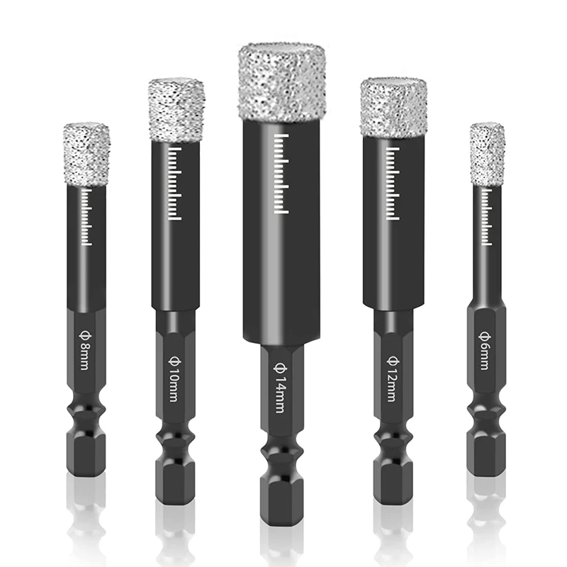 

5Pc 6-14Mm Hexagonal Shank Brazed Dry Ceramic Tile Drill Bit Marble Granite Vitrified Tile Hole Opener Diamond Drill Bit