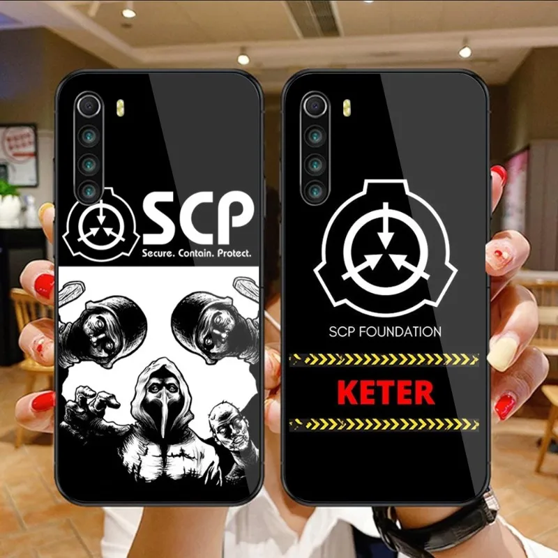 

Специальный чехол Scp для телефона Xiaomi 13, 12, 11T, 10, 9, Redmi Note 11, 10, 10S Pro, Redmi 9, 9A, 8, черный стеклянный чехол для телефона из поликарбоната