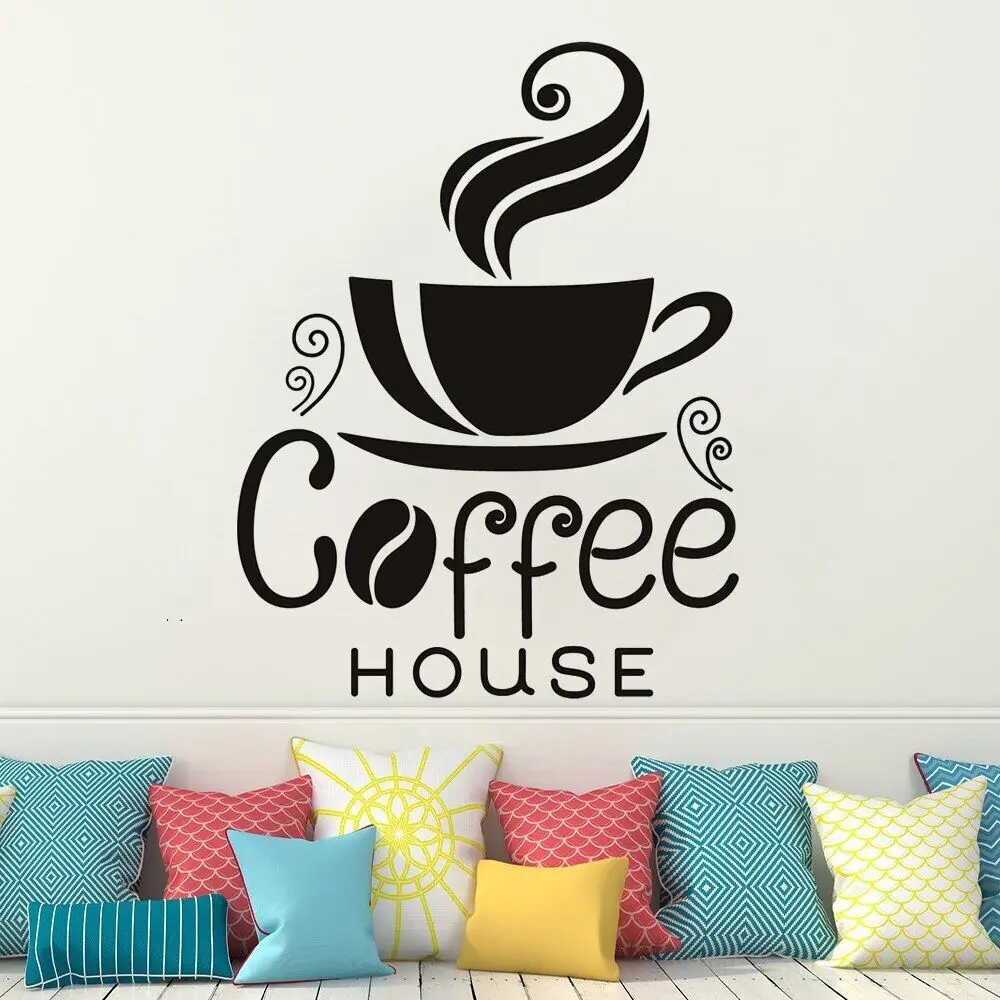 _ Наклейка, креативный дизайн, домашний декор, своими руками, съемные обои для кафе на стену с изображением чашечки кофе, наклейка HY633