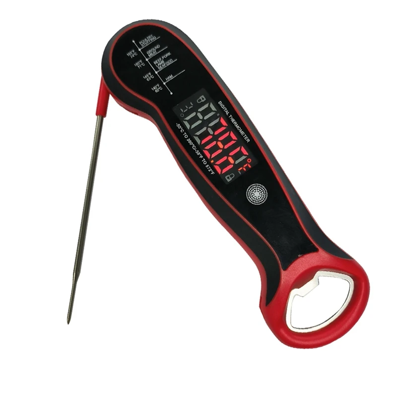 

1 Pcs Thermometer With Folding Probe And Ambidextrous Backlit Display For Deep Fry, BBQ Roast Turkey