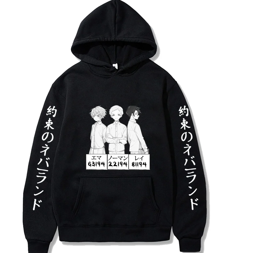 The Promised Neverland Anime Hoodies Character Print Men Women Casual Loose Oversized Streetwear Sweatshirts Hoody Top 2022 New