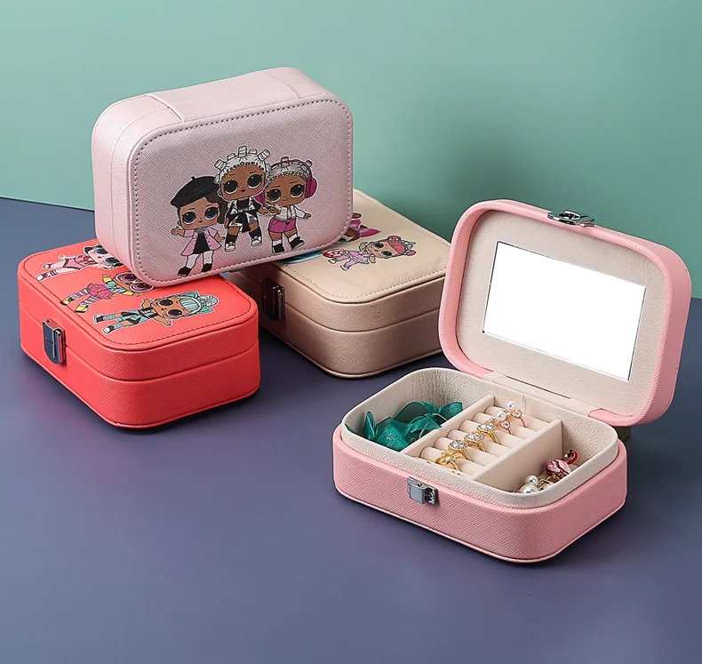 Portable PU Leather Travel Jewelry Storage Box Earrings Ring Necklace Velvet Small Jewellery Casket Jewelry Case Organizer