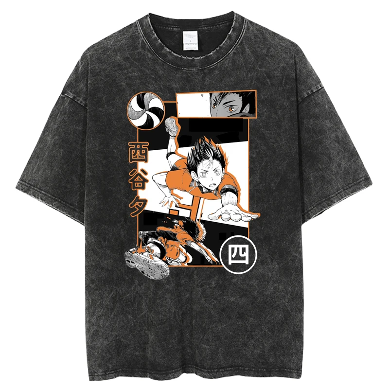 Футболка винтажная стираная мода хип-хоп аниме HaikyuuT рубашки женские