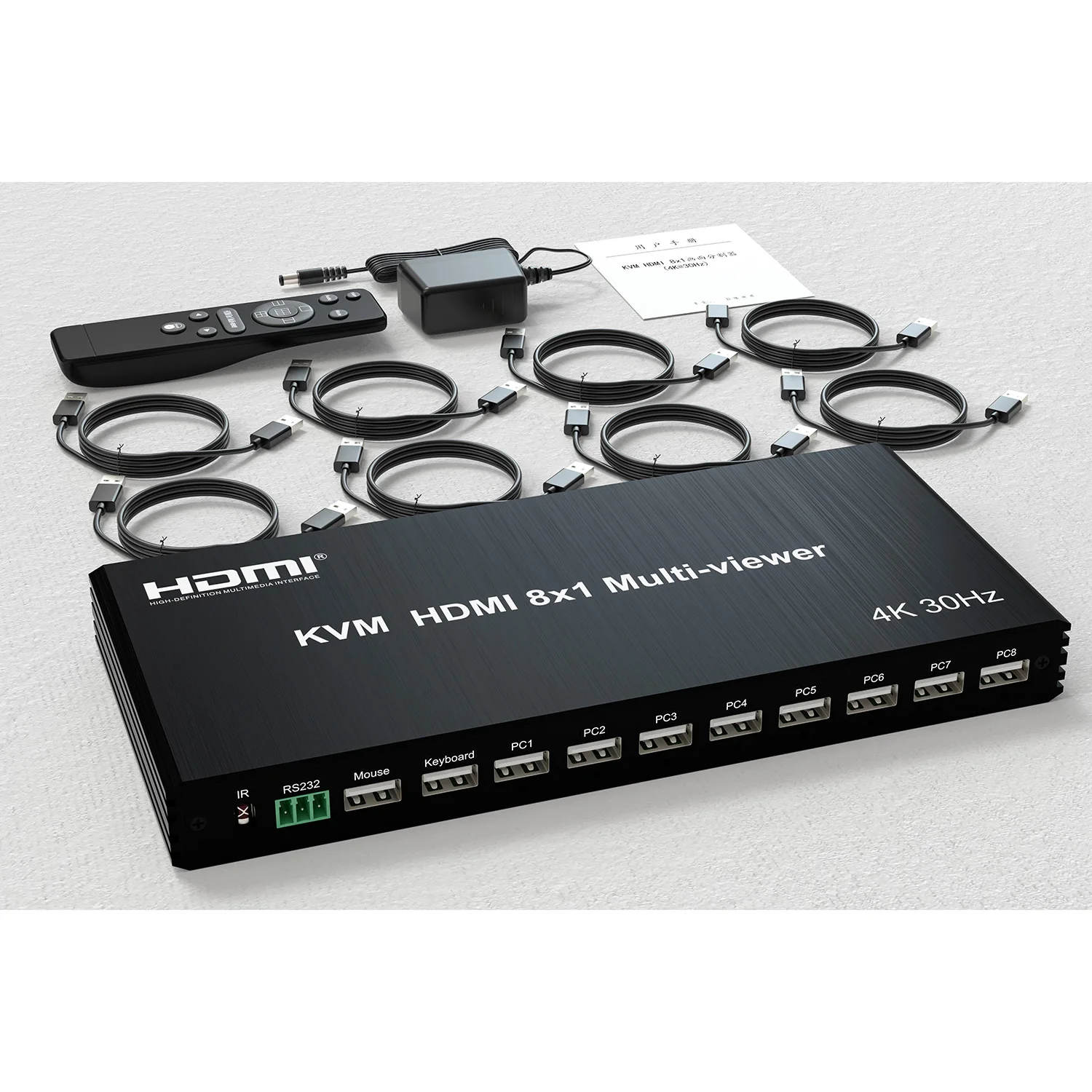 Мультивьюер 4K 8x1 HDMI KVM: бесшовный коммутатор для нескольких экранов, 8-канальный видеомультиплексор, мультивьюер для 2, 4, 6, 8, 9 экранов (art.: 3920da52ff297) - 3920da52ff297