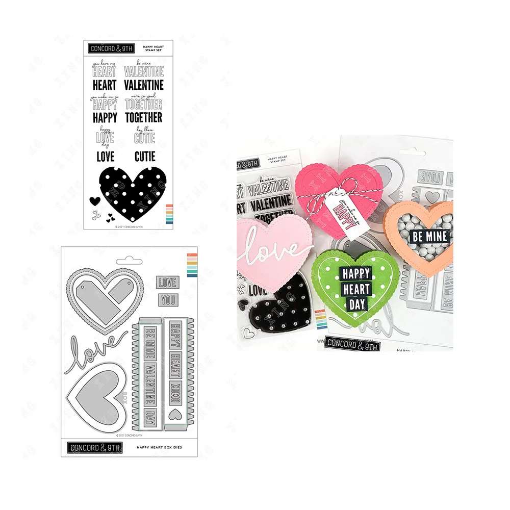 

2022 New Arrival Valentine's Day Happy Heart Metal Cutting Dies Stamps Scrapbook Diary Decoration Embossing Template