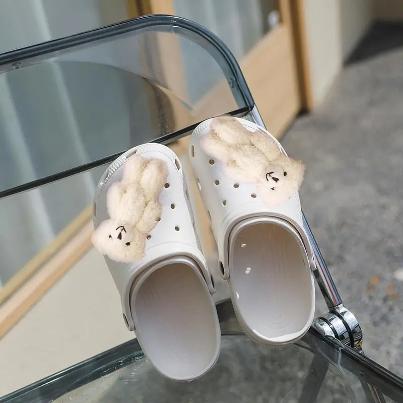 

Милые Мультяшные пушистые животные, Кроксы, подвески, дизайнеры «сделай сам», милая плюшевая кукла, сабо, украшение обуви, модная обувь, подв...