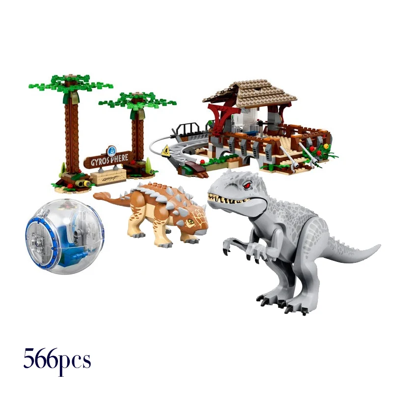 

MOC 566pcs Jurassic Set Model World Indominus Rex Vs. Ankylosaurus Building Blocks Bricks Dinosaur figures Toy Gift for Kids