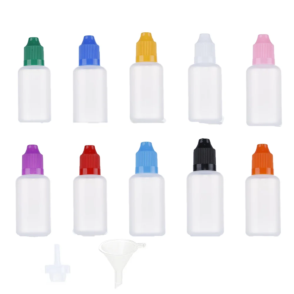 

20Pcs 3ml 5ml 10ml 15ml 20ml 30ml 50ml 100ml 120ml LDPE Plastic Squeezable Dropper Bottle Long Thin Tip E Liquid Fill Containers