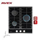 Встраиваемая варочная панель AVEX  HM 4531 B, 45 см, 3 конфорки, чугунные решетки, электроподжиг, поверхность закаленное стекло