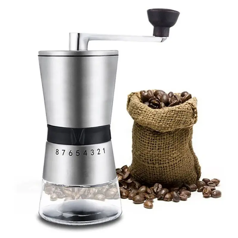 

Manual Coffee Bean Grinder Conical Ceramic Burr Portable Hand Crank Mill Professional Stainless Steel Espresso Machine Washable