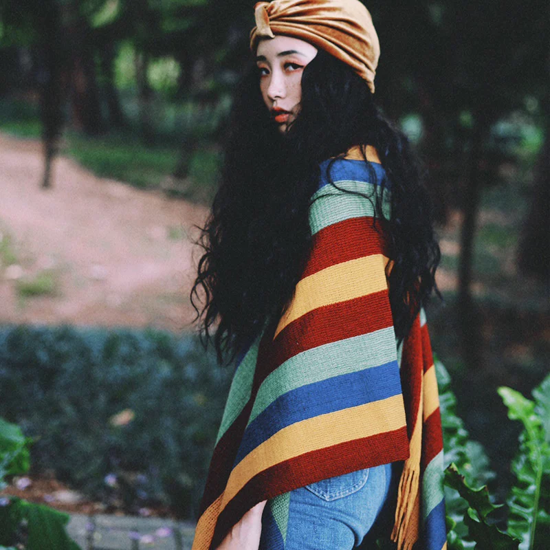 

Northwest Tibet Travel Pullover Sweater warm knit desert photo ethnic Cape