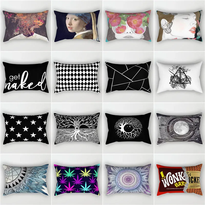 

Nordic style geometric pillow 30*50 rectangular sofa cushion waist pillow cushion personality pillow double-sided Moda